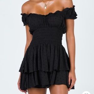 Princess Polly Black Ruffle Romper